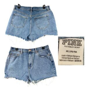 VS Pink Jean Shorts 30 Blue Denim Classic Frayed Summer Casual Minimal Boho